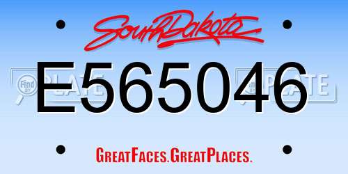 E565046 South Dakota License Plate