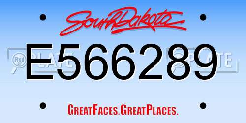 E566289 South Dakota License Plate