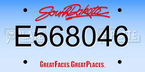 E568046 South Dakota License Plate