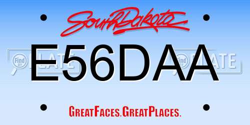 E56DAA South Dakota License Plate