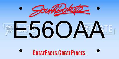 E56OAA South Dakota License Plate