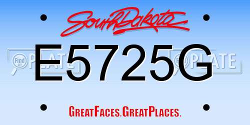 E5725G South Dakota License Plate
