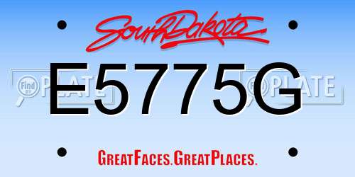 E5775G South Dakota License Plate