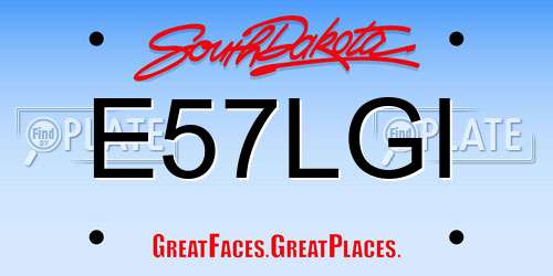 E57LGI South Dakota License Plate