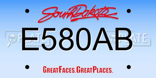 E580AB South Dakota License Plate