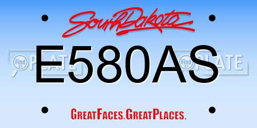E580AS South Dakota License Plate