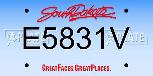 E5831V South Dakota License Plate