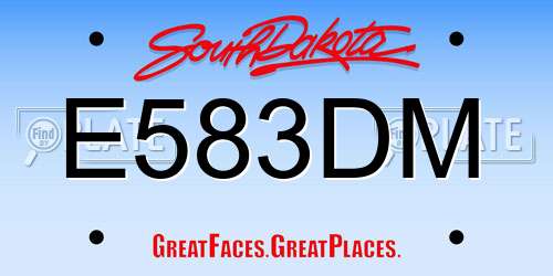 E583DM South Dakota License Plate