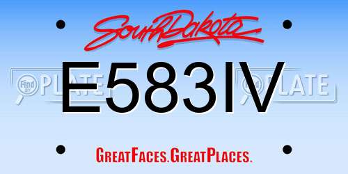 E583IV South Dakota License Plate
