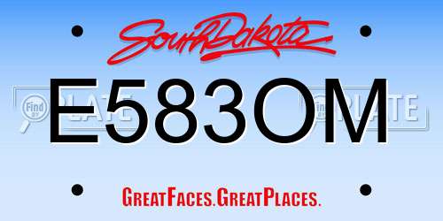 E583OM South Dakota License Plate