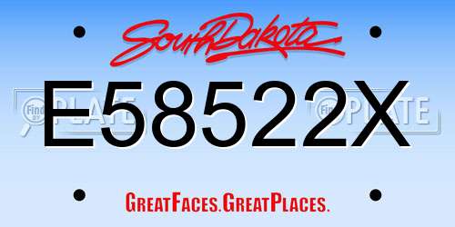 E58522X South Dakota License Plate