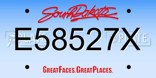 E58527X South Dakota License Plate