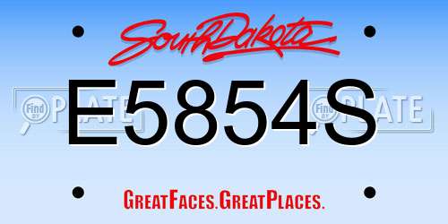 E5854S South Dakota License Plate