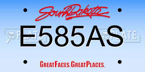 E585AS South Dakota License Plate