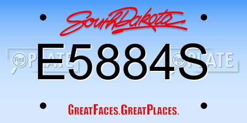 E5884S South Dakota License Plate