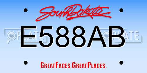 E588AB South Dakota License Plate