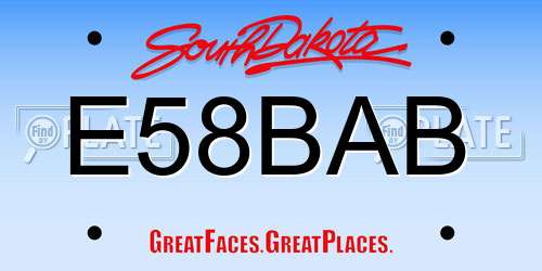 E58BAB South Dakota License Plate