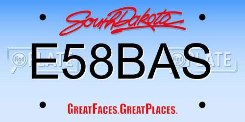 E58BAS South Dakota License Plate
