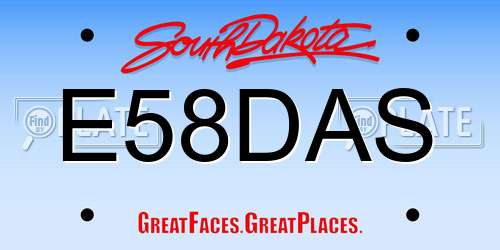 E58DAS South Dakota License Plate