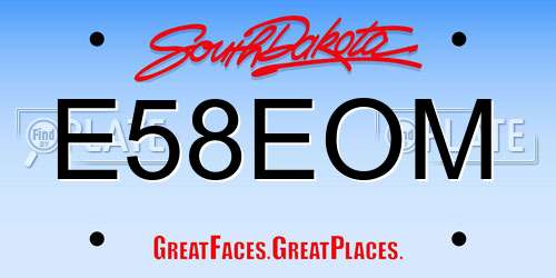 E58EOM South Dakota License Plate