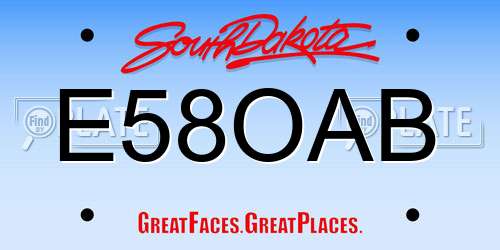 E58OAB South Dakota License Plate