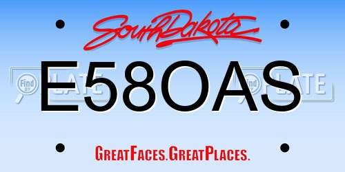 E58OAS South Dakota License Plate