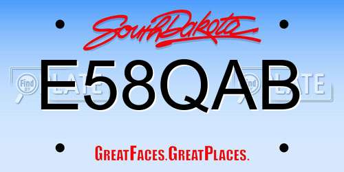 E58QAB South Dakota License Plate