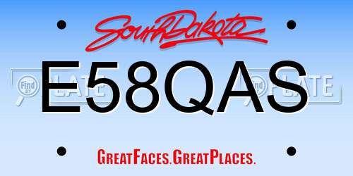 E58QAS South Dakota License Plate