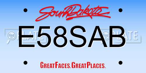 E58SAB South Dakota License Plate
