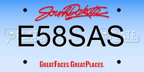 E58SAS South Dakota License Plate