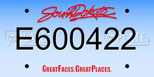 E600422 South Dakota License Plate