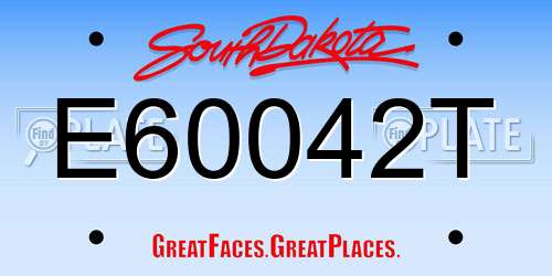 E60042T South Dakota License Plate