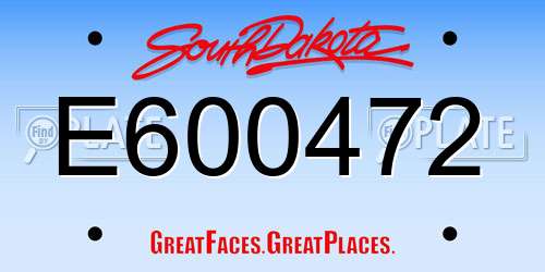 E600472 South Dakota License Plate