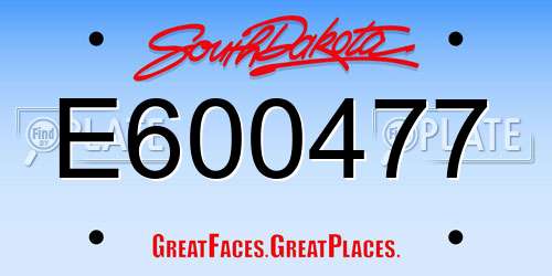 E600477 South Dakota License Plate