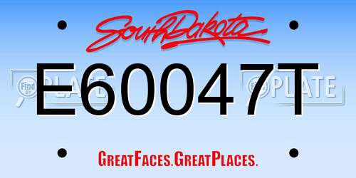 E60047T South Dakota License Plate