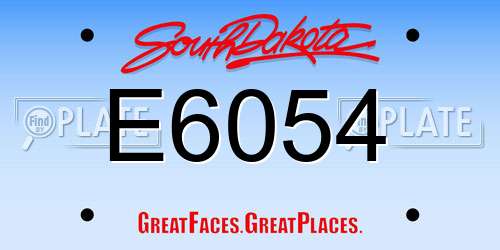 E6054 South Dakota License Plate