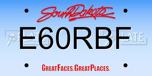 E60RBF South Dakota License Plate