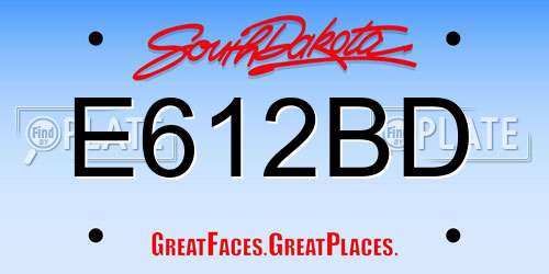 E612BD South Dakota License Plate