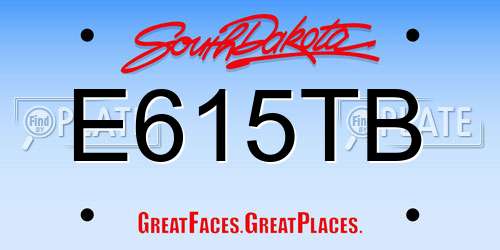 E615TB South Dakota License Plate