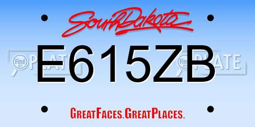 E615ZB South Dakota License Plate