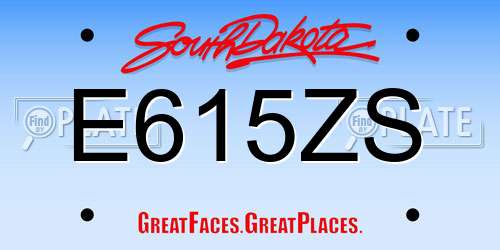 E615ZS South Dakota License Plate