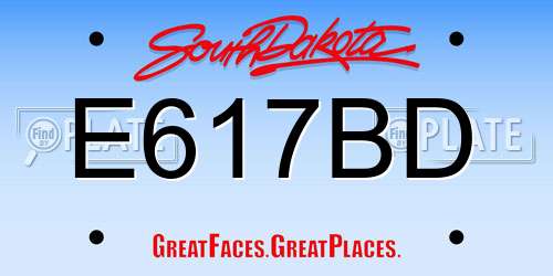 E617BD South Dakota License Plate