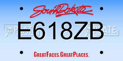 E618ZB South Dakota License Plate