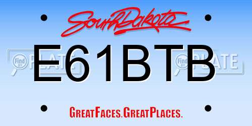E61BTB South Dakota License Plate