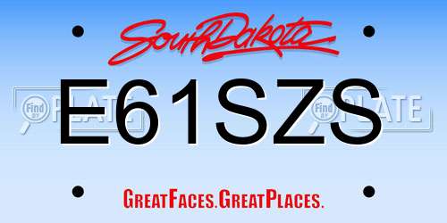 E61SZS South Dakota License Plate