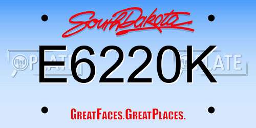 E6220K South Dakota License Plate