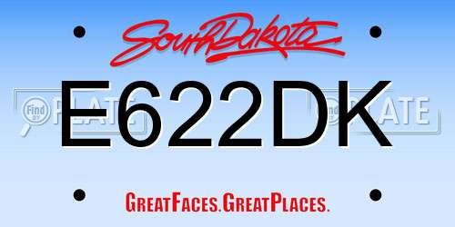 E622DK South Dakota License Plate