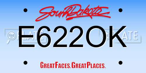 E622OK South Dakota License Plate