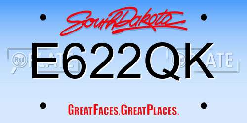 E622QK South Dakota License Plate