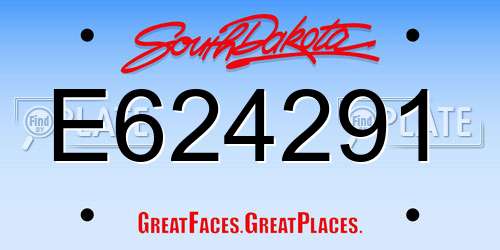 E624291 South Dakota License Plate